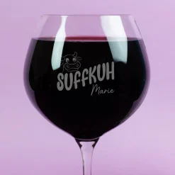 Burgunderglas von Leonardo mit Gravur 'Suffkuh' & Name personalisiert | Lustiges Weinglas Geschenk