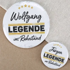 Button - Eine Legende geht in Rente - mit Namensaufdruck in 2 Größen