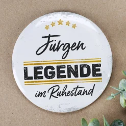 Button - Eine Legende geht in Rente - mit Namensaufdruck in 2 Größen