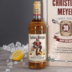 Captain Morgan - Set zum Geburtstag in edler Holzbox mit graviertem Longdrinkglas