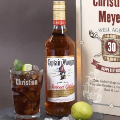 Captain Morgan - Set zum Geburtstag in edler Holzbox mit graviertem Longdrinkglas