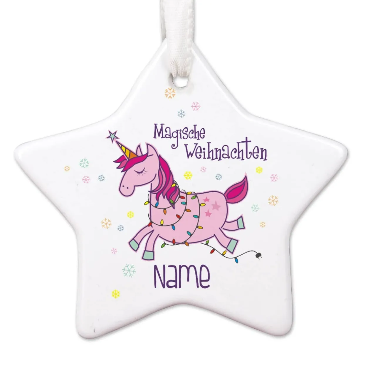Christbaumanhänger - Magische Weihnachten - mit Einhorn und Wunschname