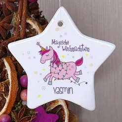 Christbaumanhänger - Magische Weihnachten - mit Einhorn und Wunschname