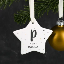 Christbaumanhänger mit Name und Initiale bedruckt