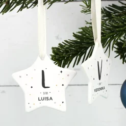 Christbaumanhänger mit Name und Initiale bedruckt