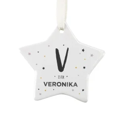 Christbaumanhänger mit Name und Initiale bedruckt