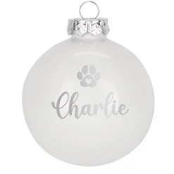 Christbaumkugel für Tiere mit Name und Pfote graviert