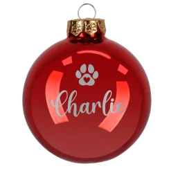 Christbaumkugel für Tiere mit Name und Pfote graviert
