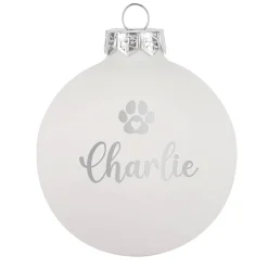 Christbaumkugel für Tiere mit Name und Pfote graviert