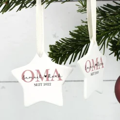 Christbaumschmuck - Oma seit - bedruckter Sternanhänger