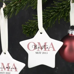 Christbaumschmuck - Oma seit - bedruckter Sternanhänger