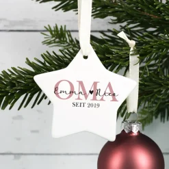 Christbaumschmuck - Oma seit - bedruckter Sternanhänger