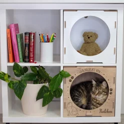 clipfritz Katzenhaus aus Holz personalisiert mit Name | Lieblingsplatz Geschenk für Katzen