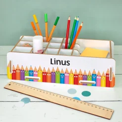 clipfritz Stiftebox aus Holz personalisierbar mit Name | Organizer als Geschenk für Kinder