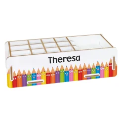 clipfritz Stiftebox aus Holz personalisierbar mit Name | Organizer als Geschenk für Kinder