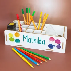 clipfritz Stiftebox personalisiert mit Name | Organizer aus Holz als Geschenk für Kinder