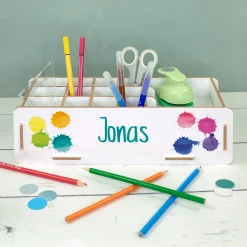 clipfritz Stiftebox personalisiert mit Name | Organizer aus Holz als Geschenk für Kinder