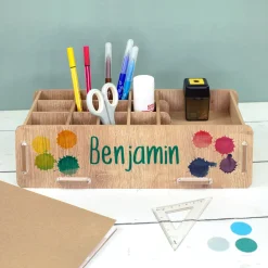 clipfritz Stiftebox personalisiert mit Name | Organizer aus Holz als Geschenk für Kinder