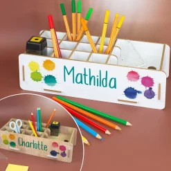 clipfritz Stiftebox personalisiert mit Name | Organizer aus Holz als Geschenk für Kinder