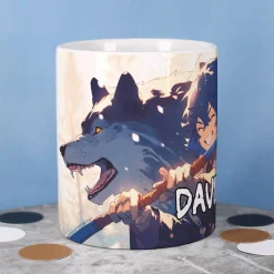 Coole Anime Tasse mit sechs Charakteren und Name