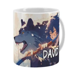 Coole Anime Tasse mit sechs Charakteren und Name