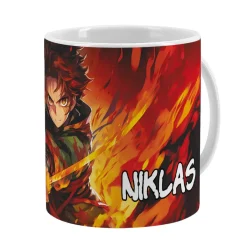 Coole Anime Tasse mit sechs Charakteren und Name
