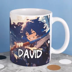Coole Anime Tasse mit sechs Charakteren und Name