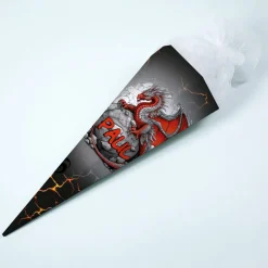 Coole Schultüte mit rotem Drache und Name