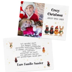 Crazy Christmas - Weihnachtskarte mit Foto & coolen Küken