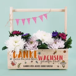 Danke, dass du uns beim Wachsen geholfen hast! - Holzträger als Geschenk für Erzieher