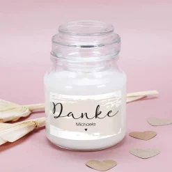 Danke - Duftkerze im Glas mit Ihrem Wunschtext