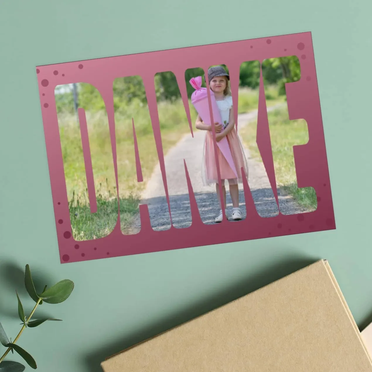 Dankekarte mit Ihrem Foto - verschiedene Hintergründe wählbar