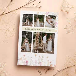 Dankekarte zur Hochzeit mit vielen Fotos und Wunschtext