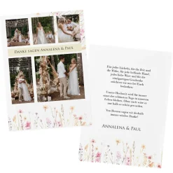 Dankekarte zur Hochzeit mit vielen Fotos und Wunschtext