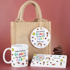 Dankeschön Geschenkset mit Tasse & Shokolade | Personalisiertes Geschenk für Erzieher & Kita Abschied