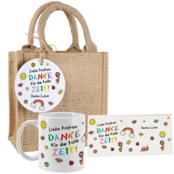 Dankeschön Geschenkset mit Tasse & Shokolade | Personalisiertes Geschenk für Erzieher & Kita Abschied