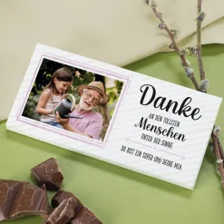 Danke - Schokolade mit Foto & 4 Zeilen Wunschtext