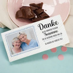 Danke - Schokolade mit Foto & 4 Zeilen Wunschtext