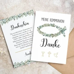Dankeskarte - Eukalyptus Fisch - zur Taufe, Kommunion oder Konfirmation