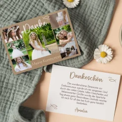 Dankeskarte mit vielen Fotos zur Taufe, Kommunion oder Konfirmation