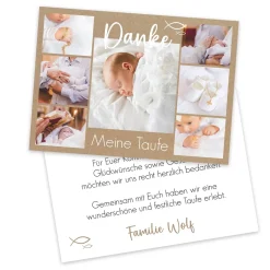 Dankeskarte mit vielen Fotos zur Taufe, Kommunion oder Konfirmation