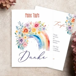 Dankeskarte - Regenbogen - zur Taufe, Kommunion oder Konfirmation