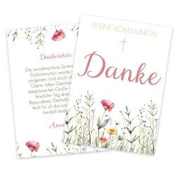 Dankeskarte - Wildblumen - zur Taufe, Kommunion oder Konfirmation