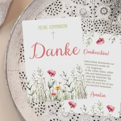 Dankeskarte - Wildblumen - zur Taufe, Kommunion oder Konfirmation