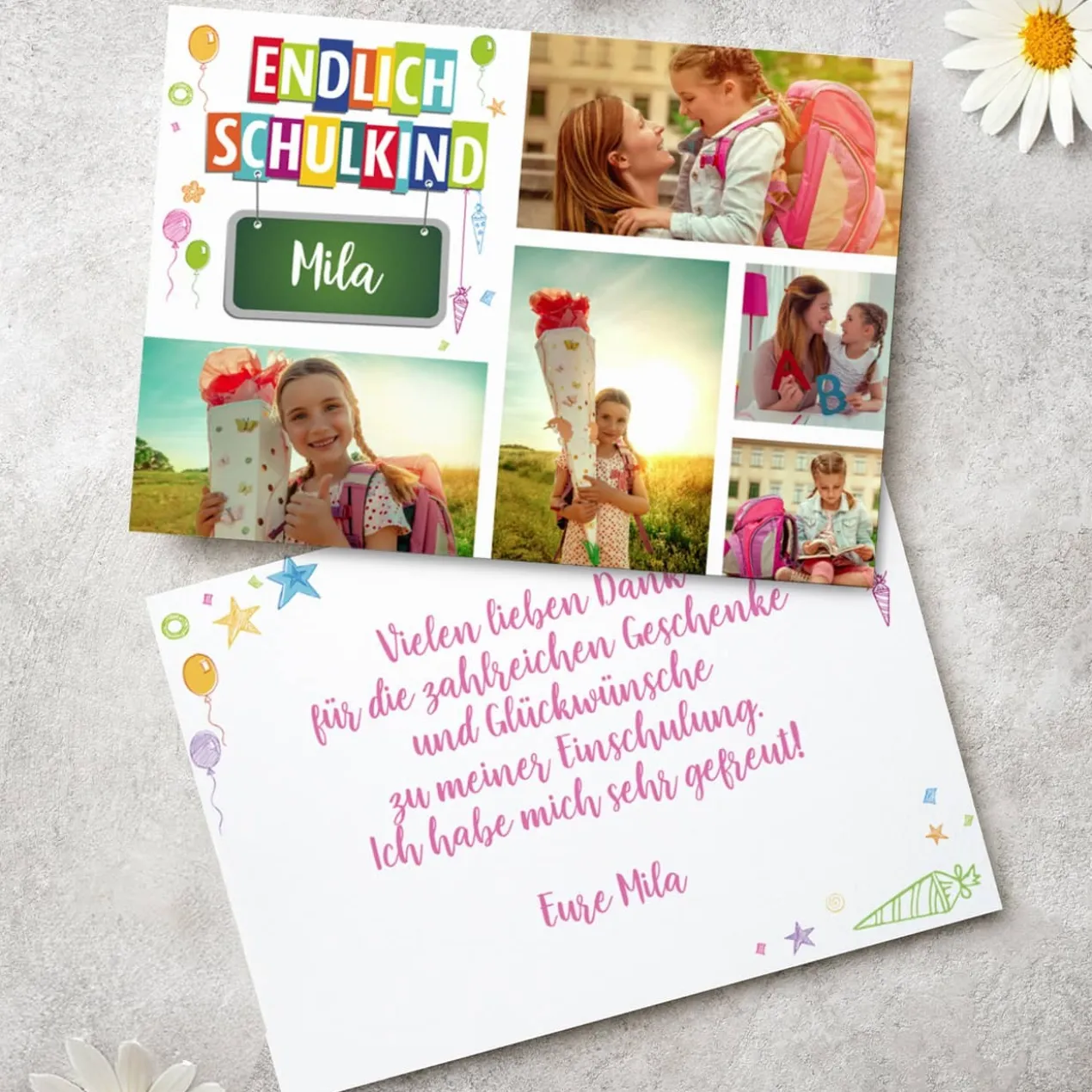Dankeskarte zur Einschulung - Endlich Schulkind