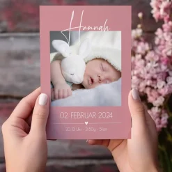 Dankeskarte zur Geburt mit Fotoaufdruck - in verschiedenen Farben