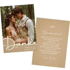 Dankeskarte zur Hochzeit mit Ihrem Foto und Wunschtext