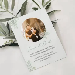 Dankeskarte zur Hochzeit mit persönlichem Wunschtext und Foto