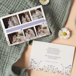 Dankeskarte zur Hochzeit mit vielen Fotos und Wildblumen