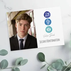 Dankeskarte zur Kommunion, Konfirmation oder Taufe - Liebe, Hoffnung, Glaube